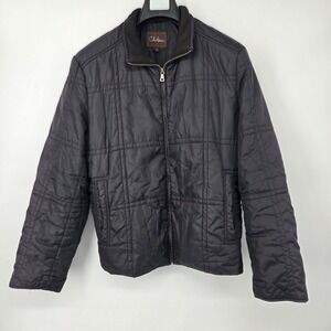 Cole Haan Quilted Bomber Jacket Men's‎ Size Medium Black Collared  Pockets